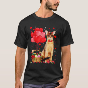 Funny Abyssinian Cat Heart Valentine Cat Lover T-Shirt