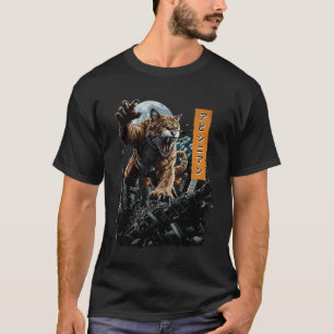 Funny Abyssinian Cat Kaiju Monster Japanese T-Shirt
