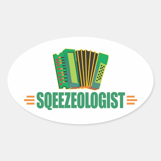 Funny Accordion Oval Sticker (Front)
