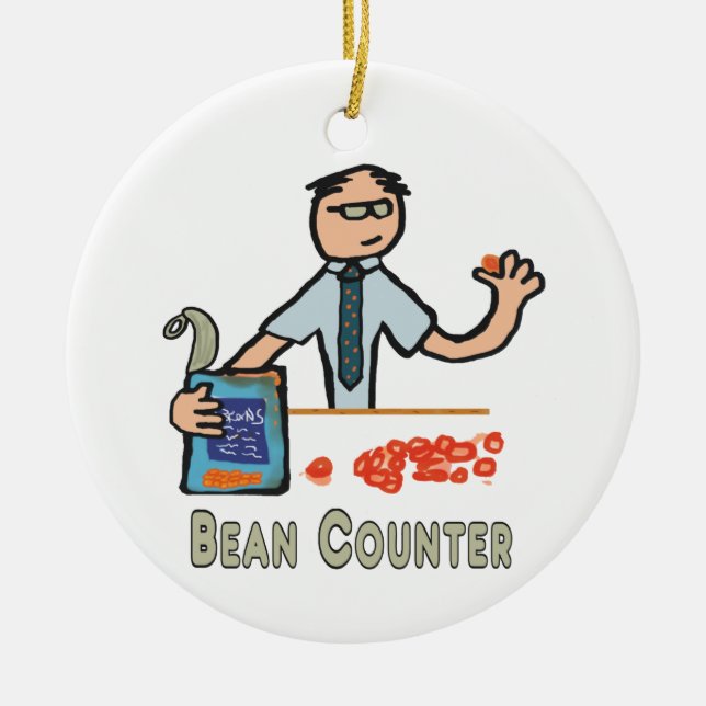 Funny Accountant Bean Counter Ceramic Tree Decoration (Front)