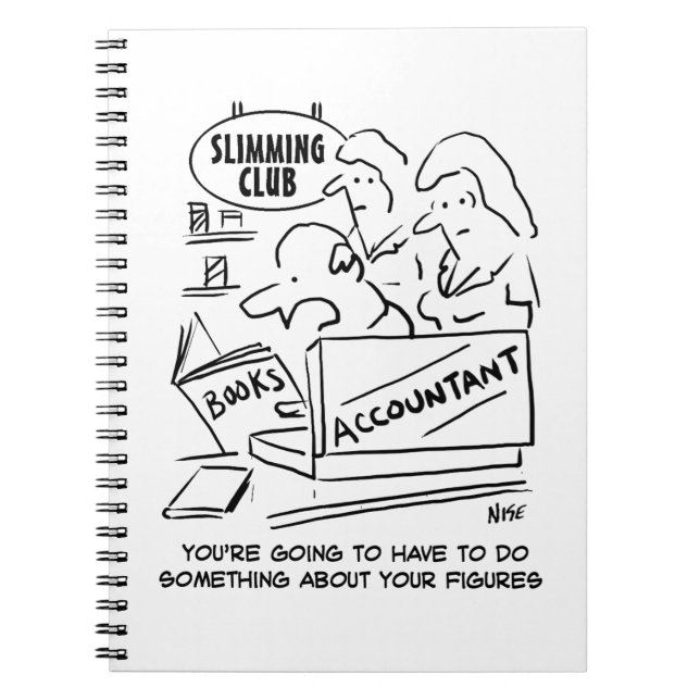 Funny Accountant Checks Slimming Club Figures Notebook (Front)