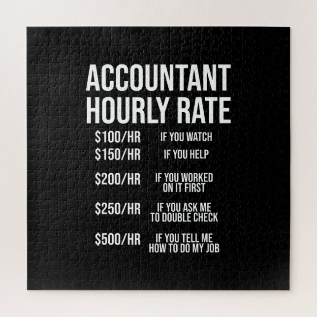 Funny Accountant Hourly Rate Accounting CPA Humour Jigsaw Puzzle (Vertical)