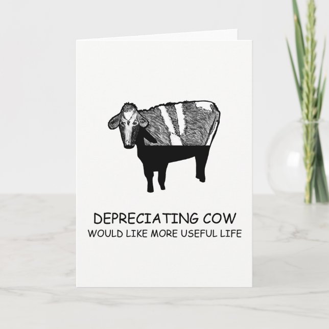 Funny Accounting Greeting Card | Depreciating Cow (Front)