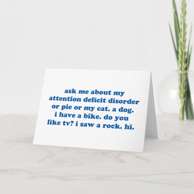 Funny ADD ADHD Quote - Blue Print Card (Front)