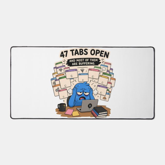 Funny ADHD 47 Tabs Open Gel Wrist Rest Mouse Pad (Front)