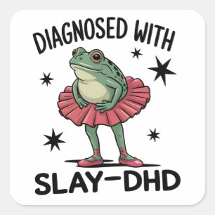 Funny ADHD Frog Neurodivergent Meme Y2K Frogcore Square Sticker