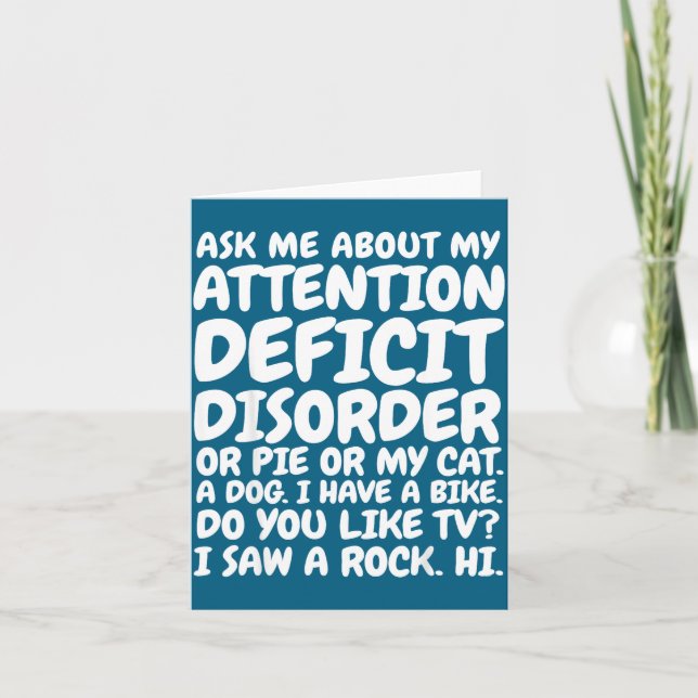 Funny Adhd Quote Ask Me About My Attention Deficit Card (Front)