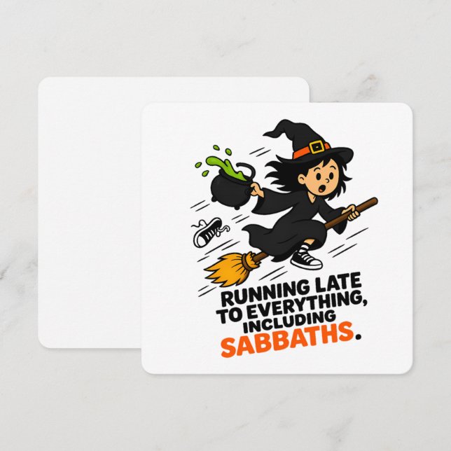 Funny ADHD Witch Running Late Halloween  Invitation (Front/Back)