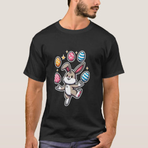 Funny Adorable Easter Bunny Juggling Colourful Egg T-Shirt