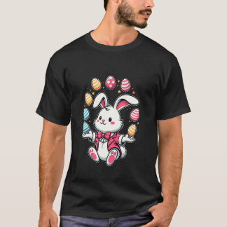 Funny Adorable Easter Bunny Juggling Colourful Egg T-Shirt