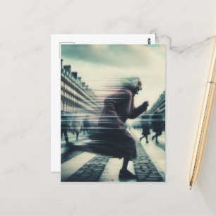 Funny Adorable Granny on the Run in the City Postcard