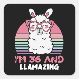 Funny Adorable Llama 36th Birthday Gift For Women Square Sticker