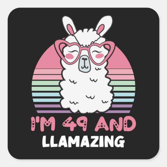  Funny Adorable Llama 49th Birthday Gift For Women Square Sticker (Front)