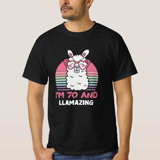 Funny Adorable Llama 70th Birthday Gift For Women T-Shirt (Front)