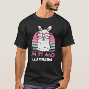 Funny Adorable Llama 71st Birthday Gift For Women T-Shirt