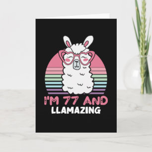 Funny Adorable Llama 77th Birthday Gift For Women Card