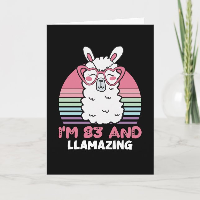 Funny Adorable Llama 83rd Birthday Gift For Women Card (Front)