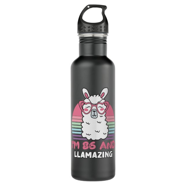 Funny Adorable Llama 86th Birthday Gift For Women 710 Ml Water Bottle (Front)