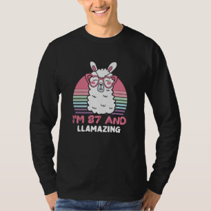 Funny Adorable Llama 87th Birthday Gift For Women T-Shirt