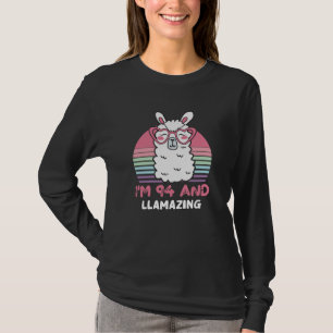 Funny Adorable Llama 94th Birthday Gift For Women T-Shirt