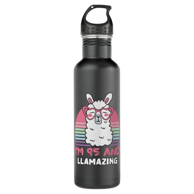 Funny Adorable Llama 95th Birthday Gift For Women 710 Ml Water Bottle (Front)