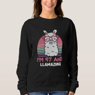 Funny Adorable Llama 97th Birthday Gift For Women Sweatshirt