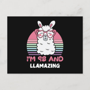 Funny Adorable Llama 98th Birthday Gift For Women Postcard