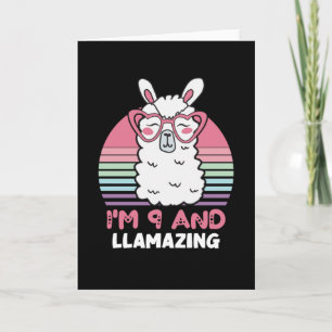 Funny Adorable Llama 9th Birthday Gift For Women Card