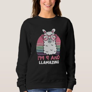 Funny Adorable Llama 9th Birthday Gift For Women Sweatshirt