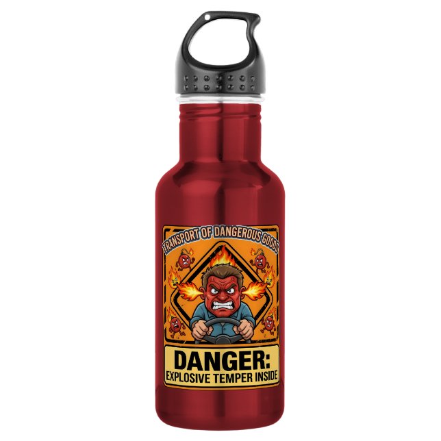 Funny ADR Trucker water bottle | Explosive Temper (Front)