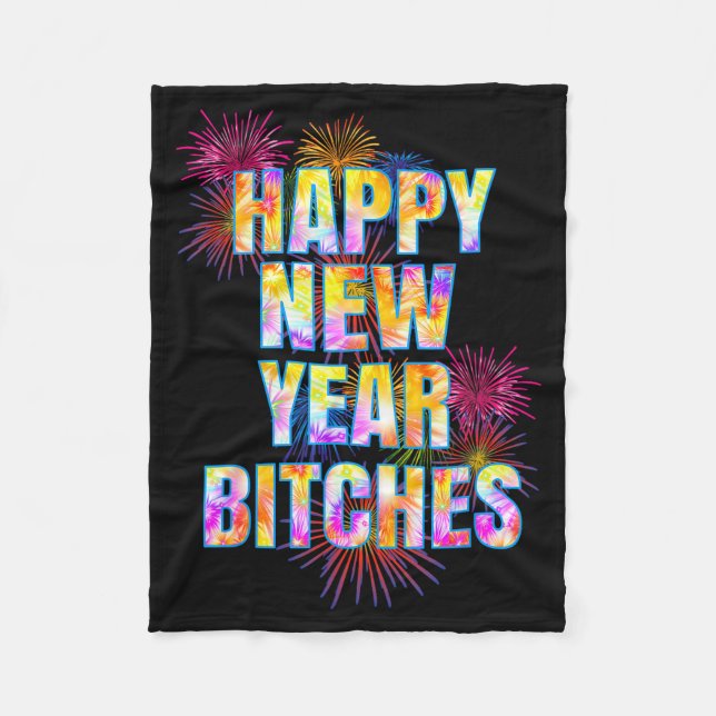 Funny Adult Gift Happy New Year Es Fireworks Party Fleece Blanket (Front)