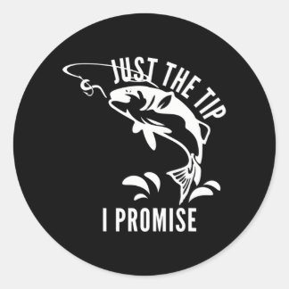 Funny Adult Humour Fishing Just The Tip I Promise Classic Round Sticker