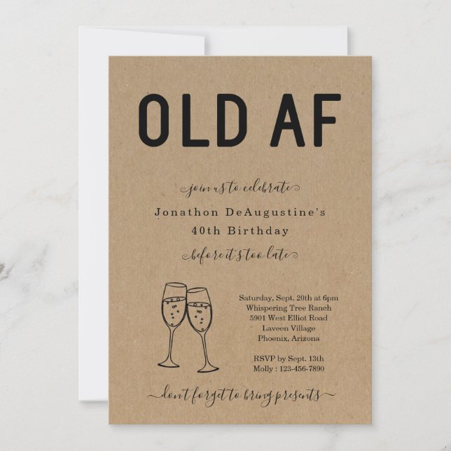 Funny Adult OLD AF Birthday Invitation (Front)
