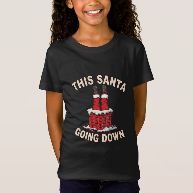 Funny Adult Santa Loves Going Down Christmas Humor T-Shirt (Front)