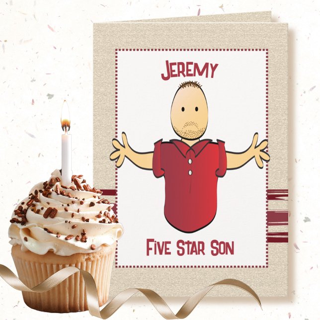 Funny Adult Son Cartoon Modern Sweet Birthday  Card (Creator Uploaded)