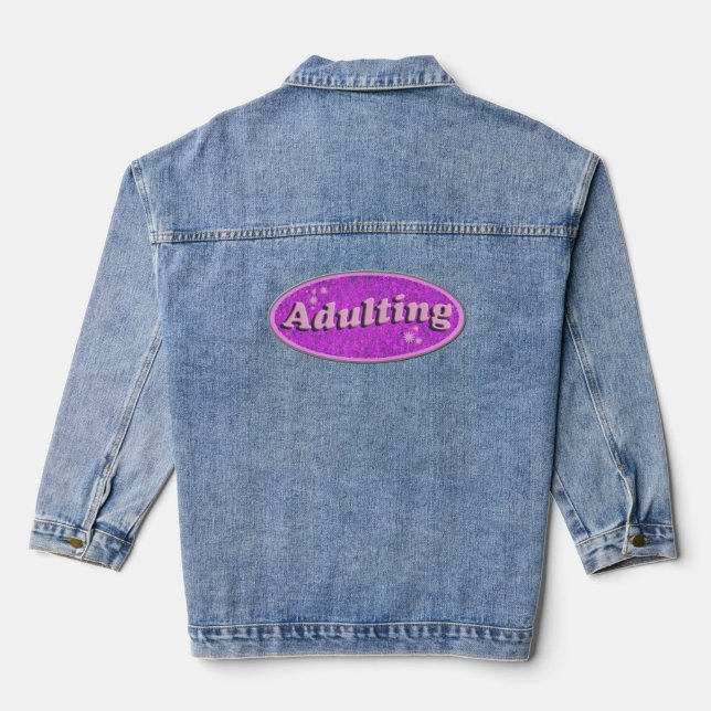 Funny Adulting Retro Decal Nostalgia Design Denim Jacket (Back)