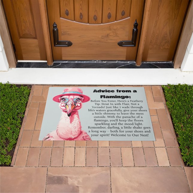 Funny Advice From A Flamingo Doormat (Outdoor)