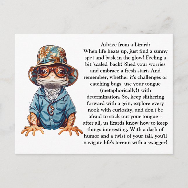 Funny Advice From A Lizard  Postcard (Front)