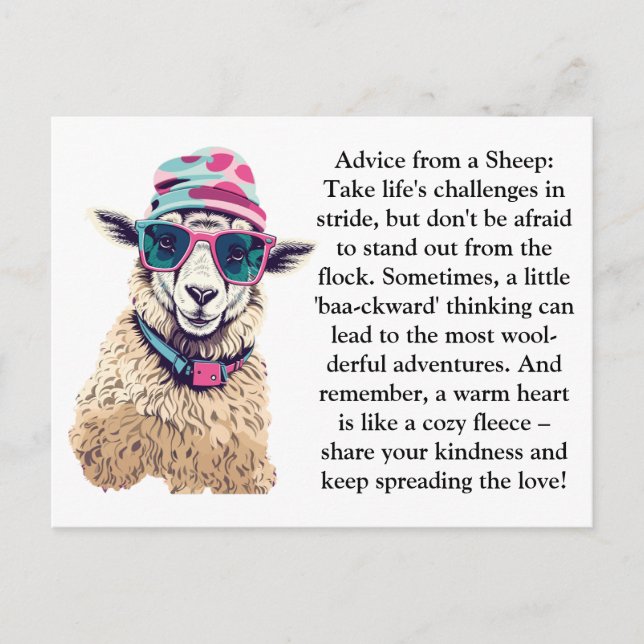 Funny Advice From A Sheep Postcard (Front)