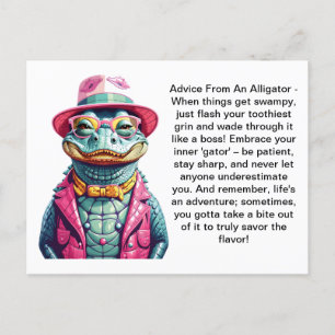 Funny Advice From An Alligator Postcard