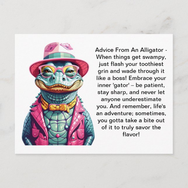 Funny Advice From An Alligator  Postcard (Front)