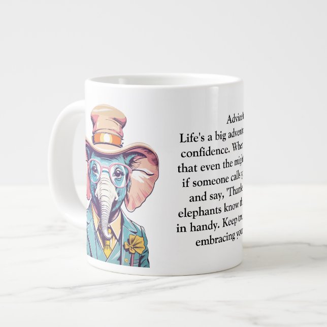 Funny Advice From An Elephant Large Coffee Mug (Front Left)