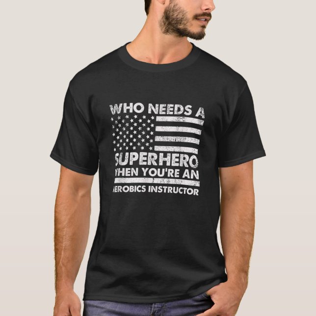 Funny Aerobics Instructor Superhero Vintage Tee Fo (Front)