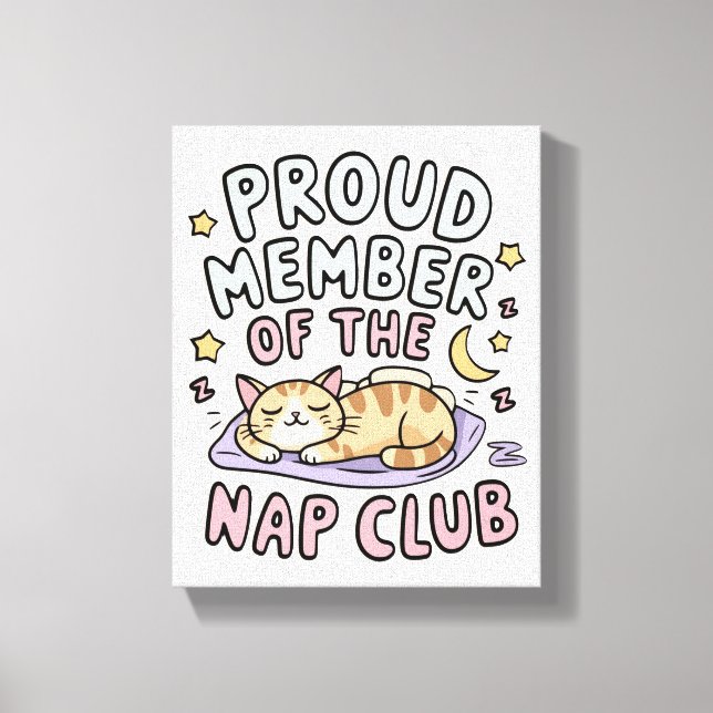 Funny & Aesthetic "Nap Club" Canvas Print (Front)