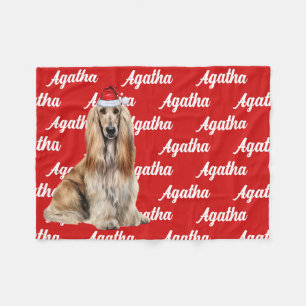 Funny Afghan Hound Dog Name Patterned Christmas Fleece Blanket