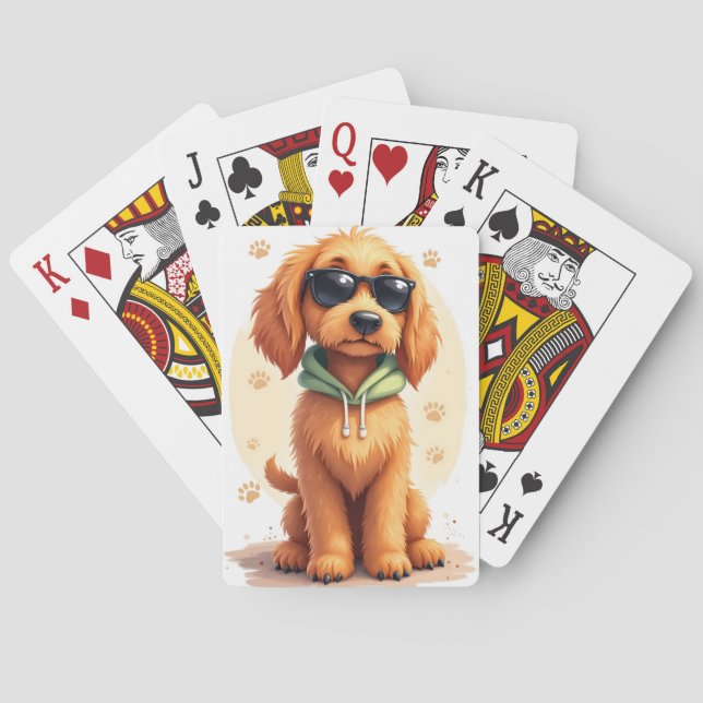 Funny Afghan Hound Kawaii Dog Playing Cards (Back)