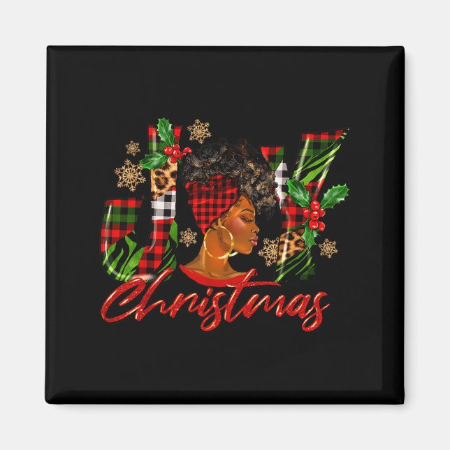 Funny African American Joy Christmas Black Woman A Magnet (Front)