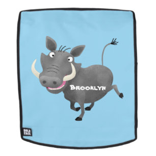 Funny african warthog pig cartoon illustration backpack