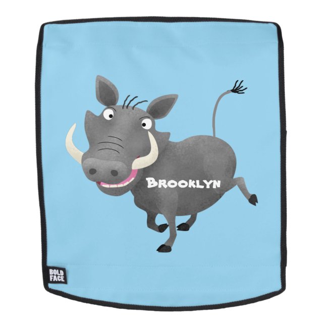 Funny african warthog pig cartoon illustration backpack (Removable Face)