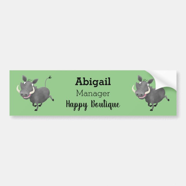 Funny african warthog pig cartoon illustration bumper sticker (Front)